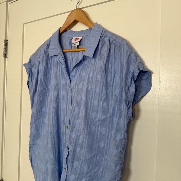 Hester & Orchard Shirt Top Womens XL Blue Sleeveless Eyelet Lightweight Cottage - Picture 2 of 12